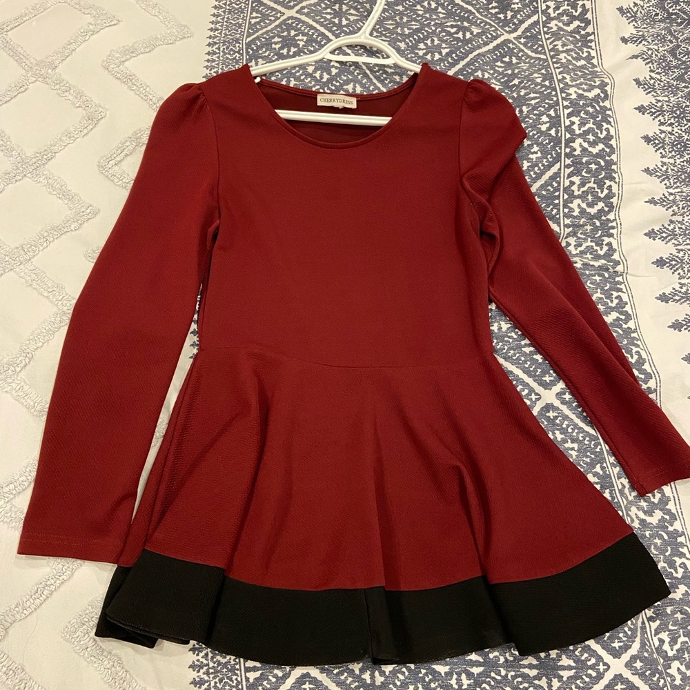 Burgundy peplum tunic